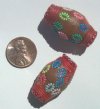2 30x19mm Brown with Red Cord Clay Ladaki Ovals with Flowers